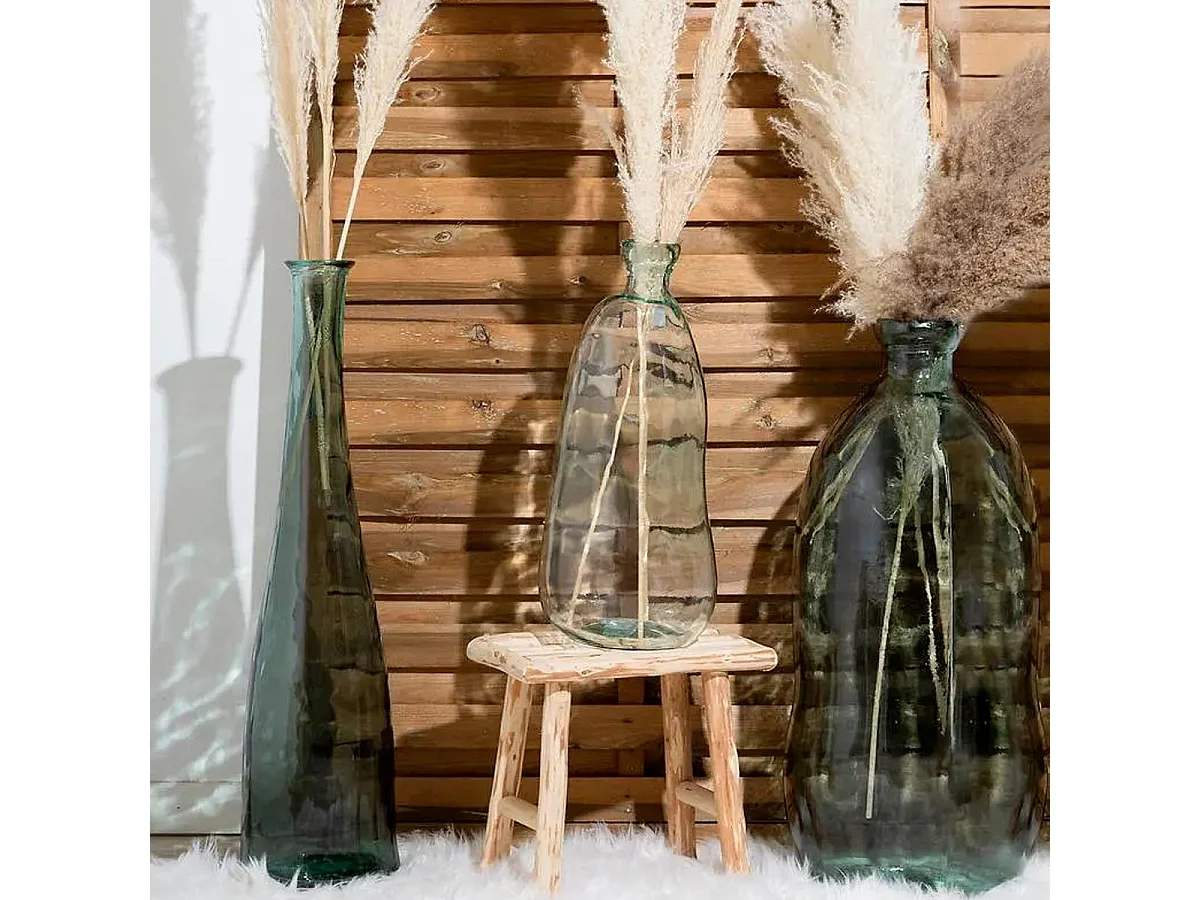 Vase long en Verre recyclé Vert kaki H 80 cm