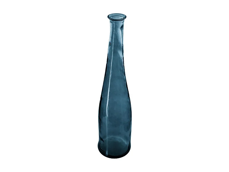 Vase long en Verre recyclé Bleu orage H 80 cm