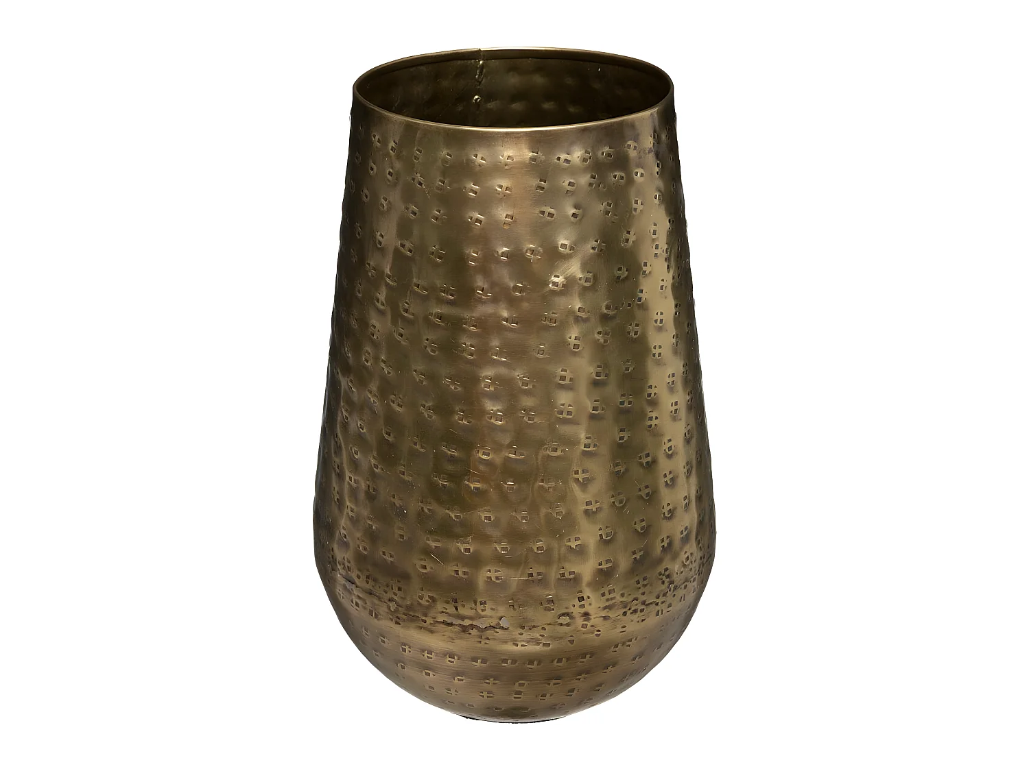 Vase en Métal Doré Martelé H 23 cm