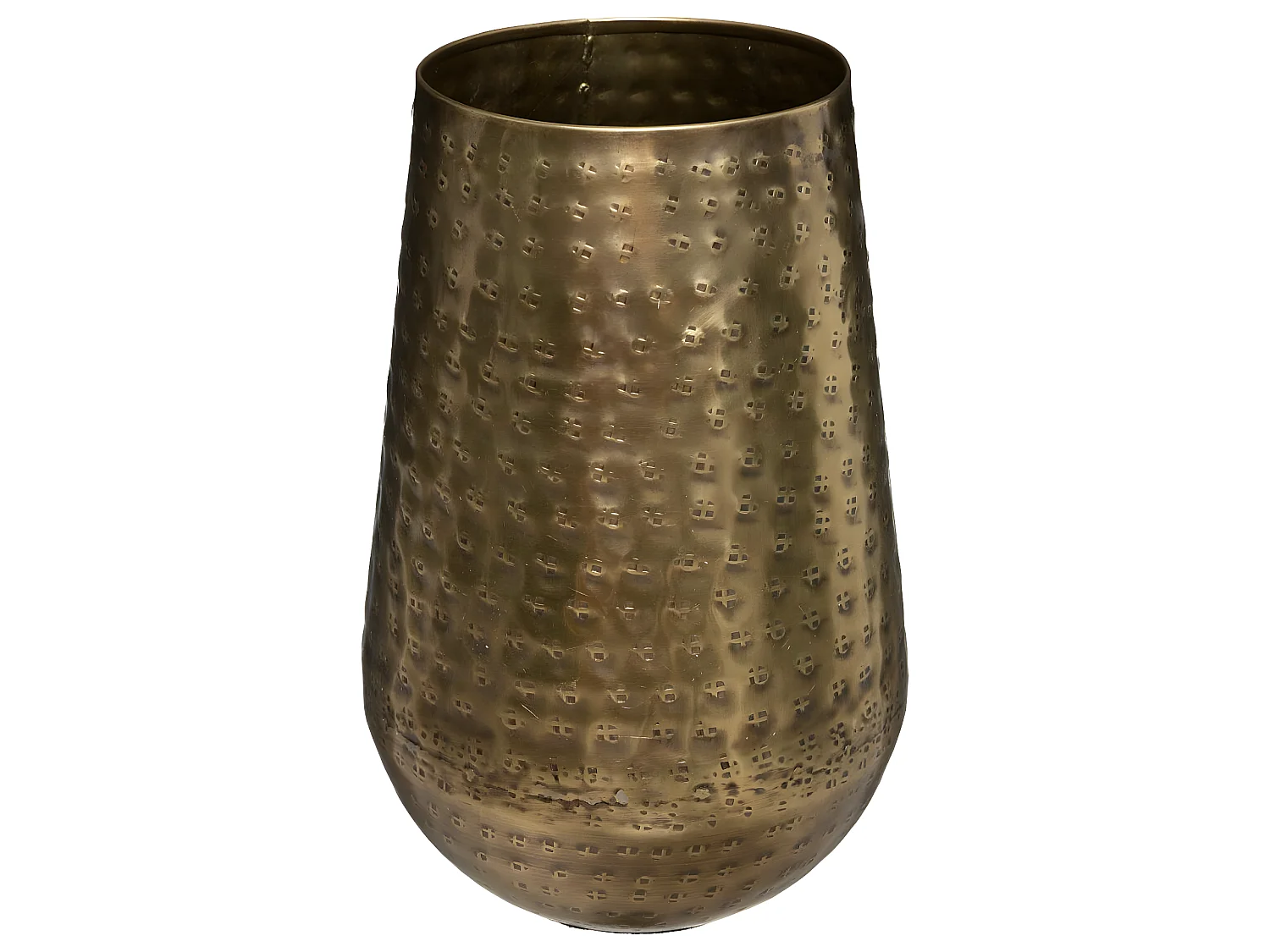 Vase en Métal Doré Martelé H 23 cm