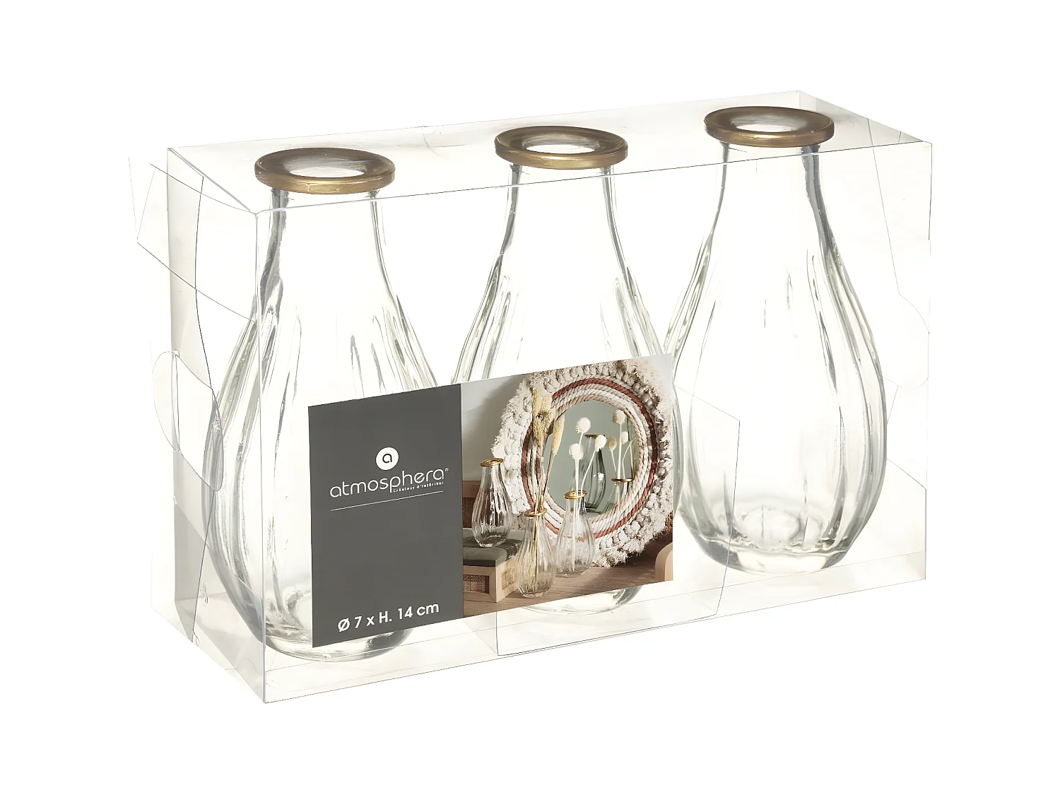 Set 3 Soliflores en Verre H 16 cm