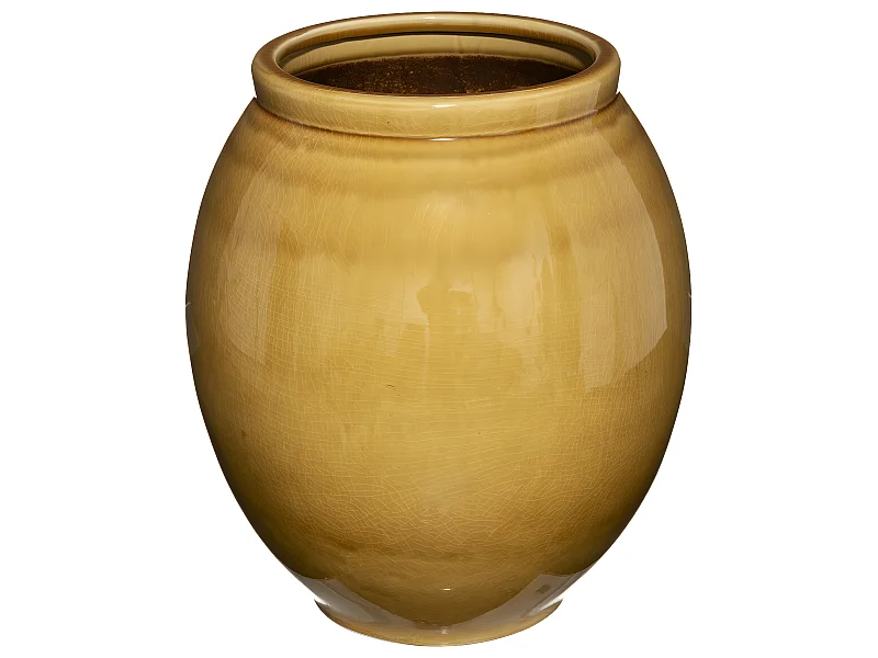Pot en Céramique craquelée Ocre D 34 x H 39 cm