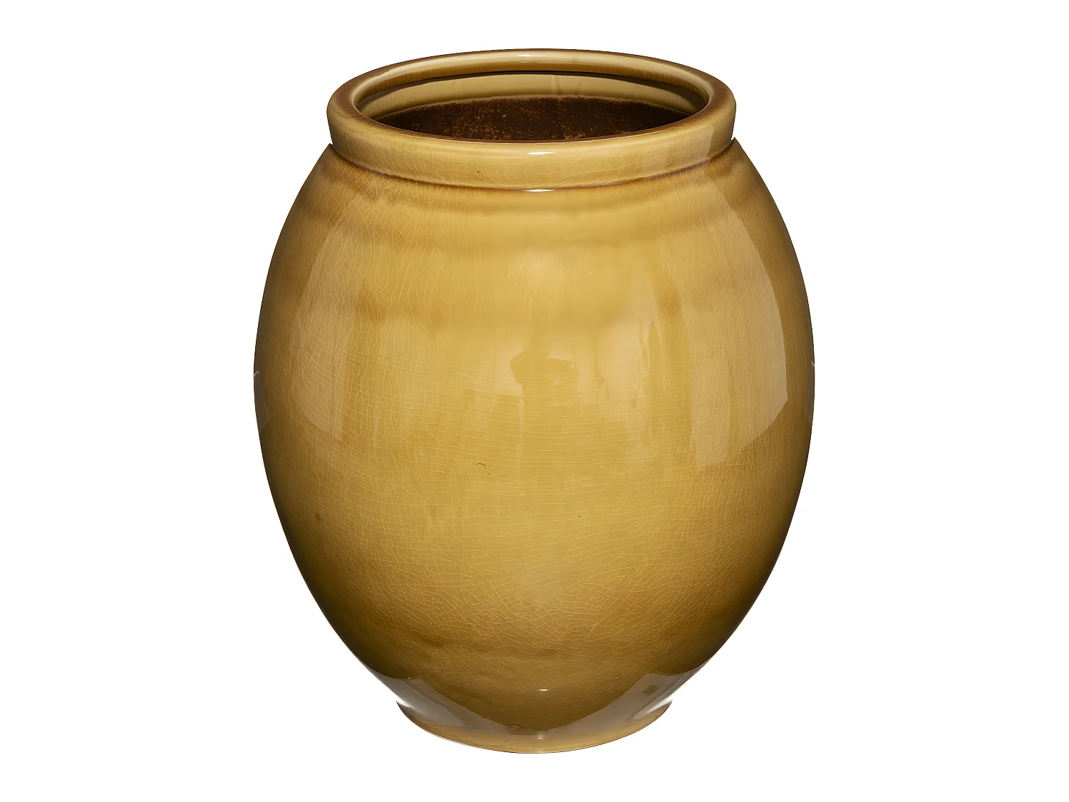 Pot en Céramique craquelée Ocre D 34 x H 39 cm