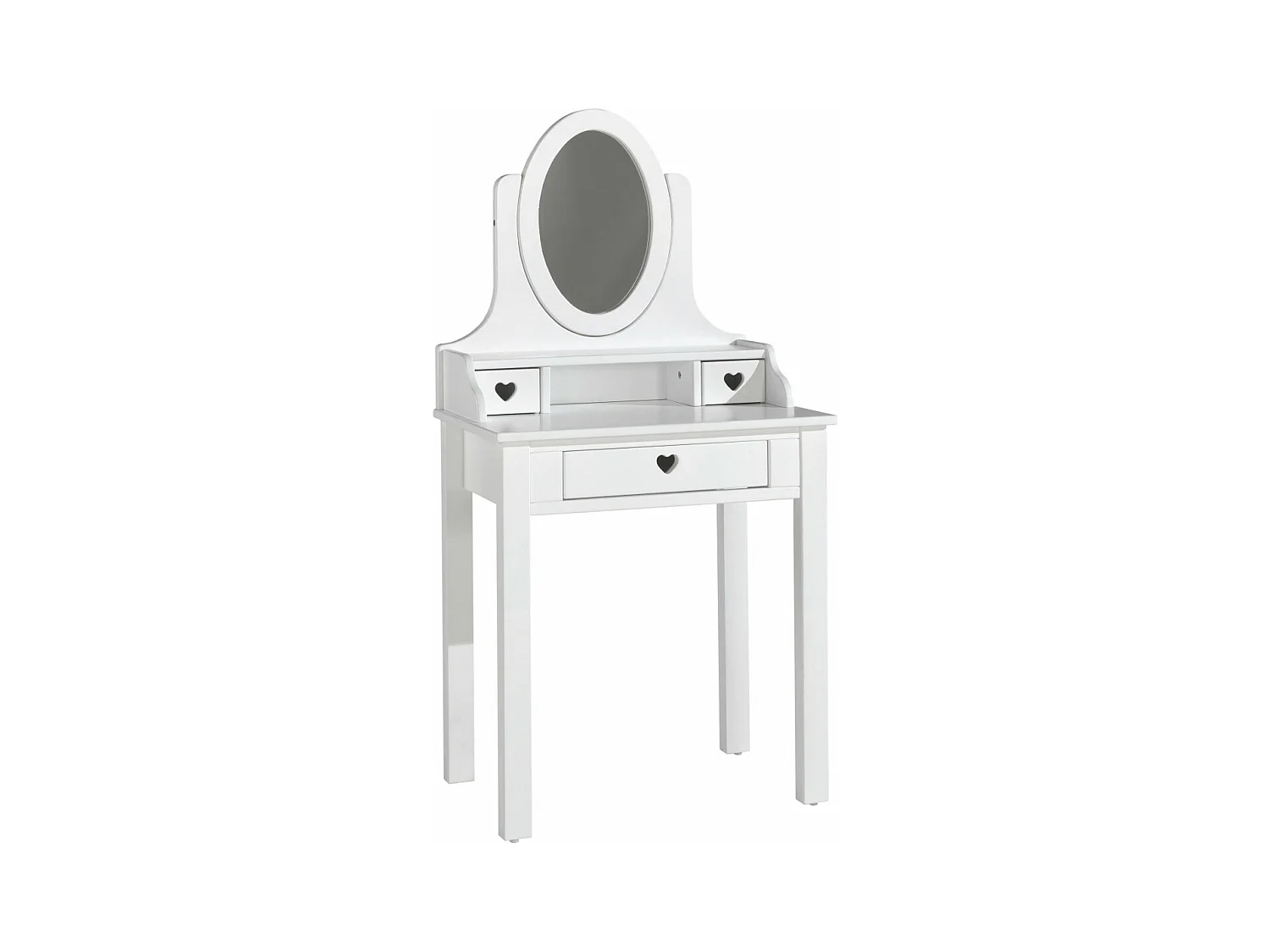MILADY - Coiffeuse 3 Tiroirs Blanche avec Miroir Inclinable