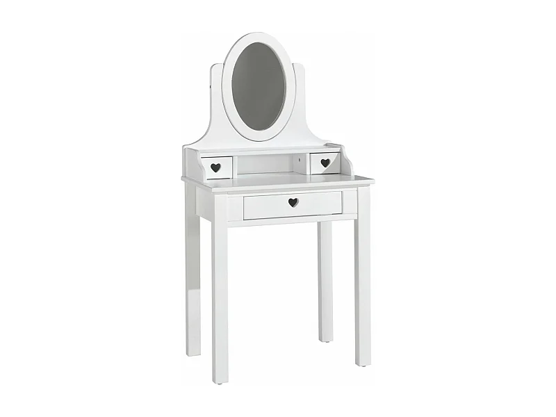 MILADY - Coiffeuse 3 Tiroirs Blanche avec Miroir Inclinable