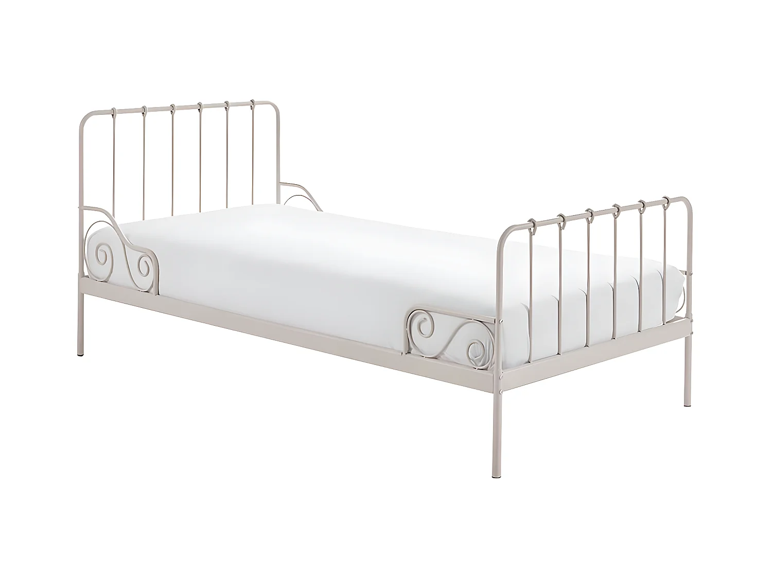 ORNAM - Lit à Barreaux 90x200cm Métal Poudré Rose