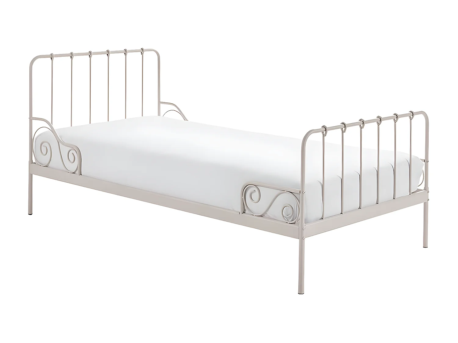 ORNAM - Lit à Barreaux 90x200cm Métal Poudré Rose