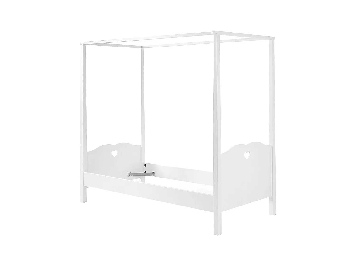 MILADY - Lit à Baldaquin 90x200cm Blanc avec Rideaux