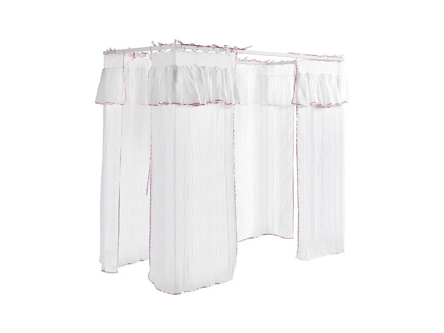 MILADY - Lit à Baldaquin 90x200cm Blanc avec Rideaux