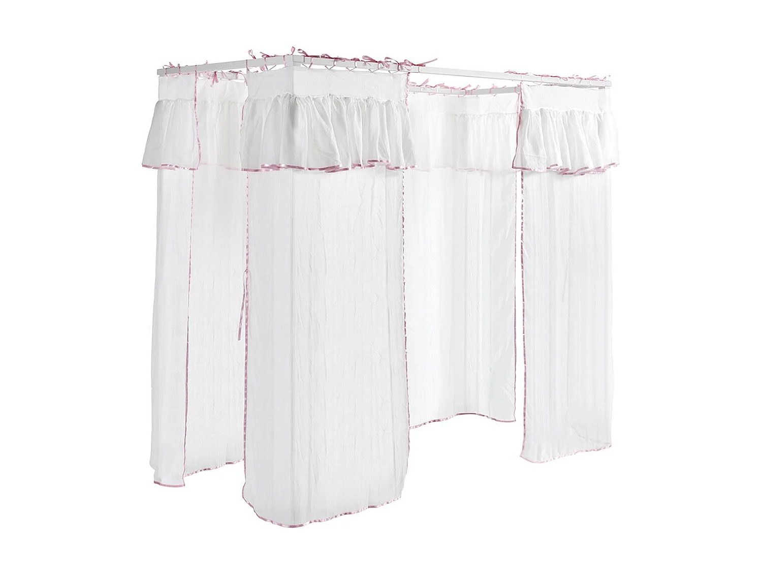 MILADY - Lit à Baldaquin 90x200cm Blanc avec Rideaux