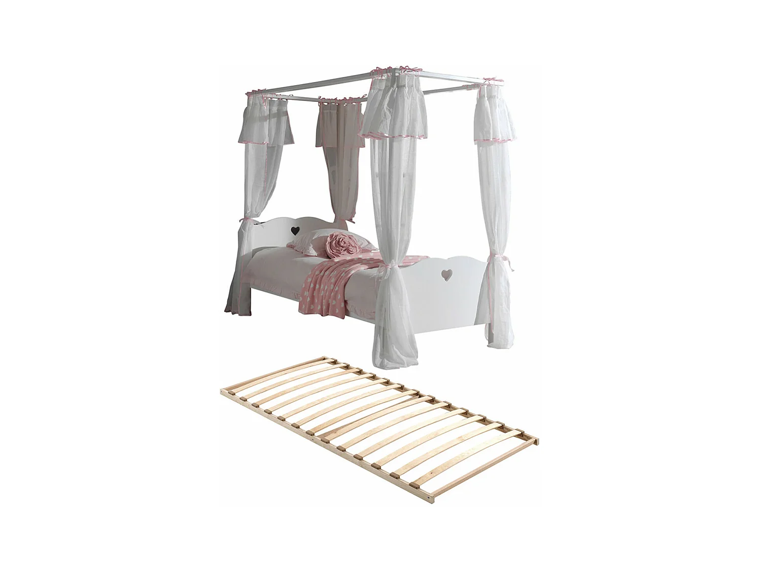 MILADY - Lit à Baldaquin 90x200cm Complet + Sommier