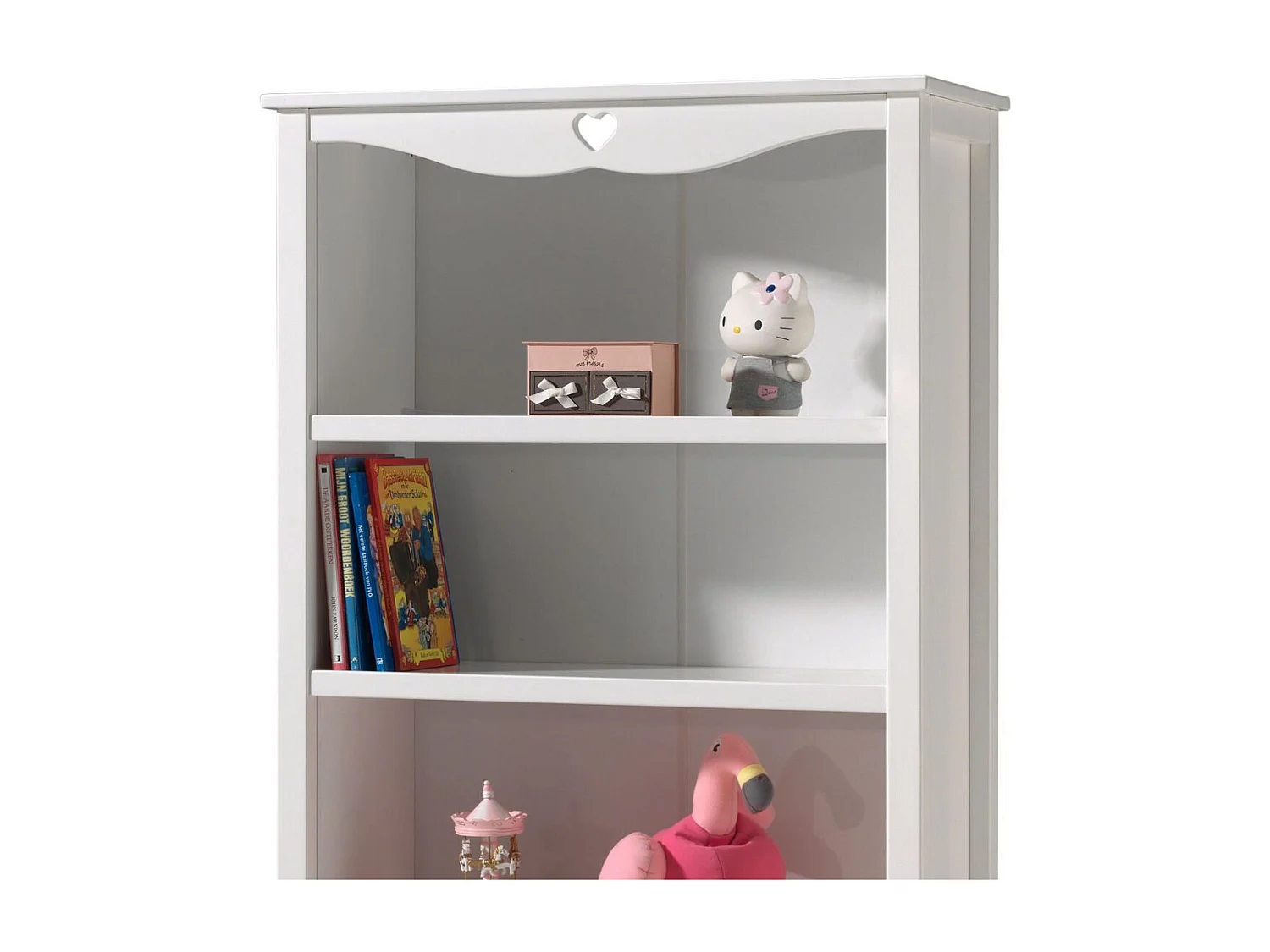 MILADY - Bibliothèque Blanche 5 Niveaux Motif Coeur Ajouré