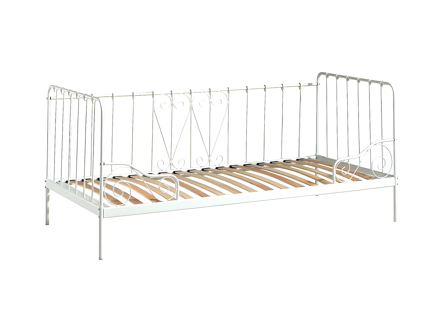 ORNAM - Lit Banquette 90x200cm Métal Poudré Blanc