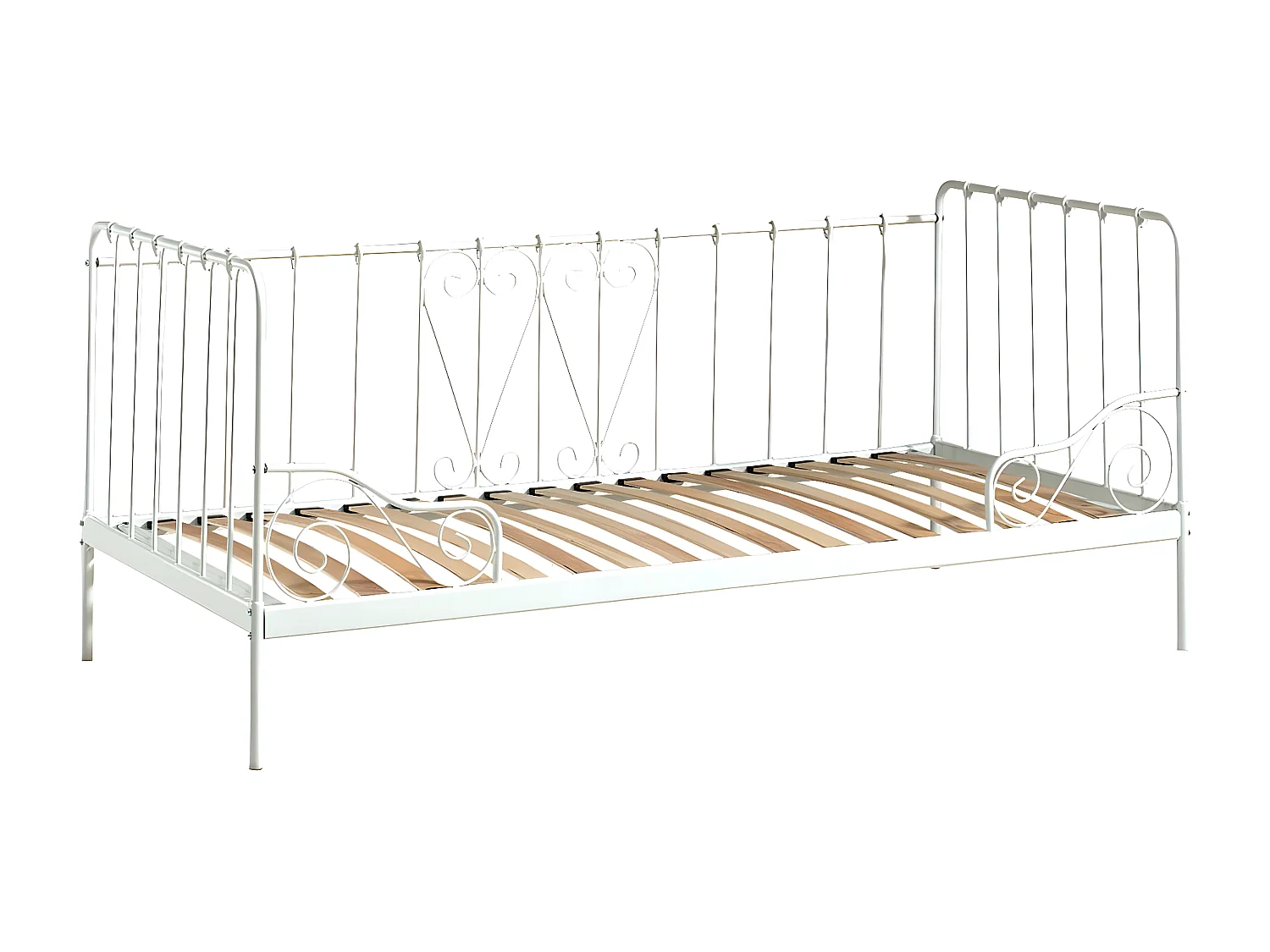 ORNAM - Lit Banquette 90x200cm Métal Poudré Blanc