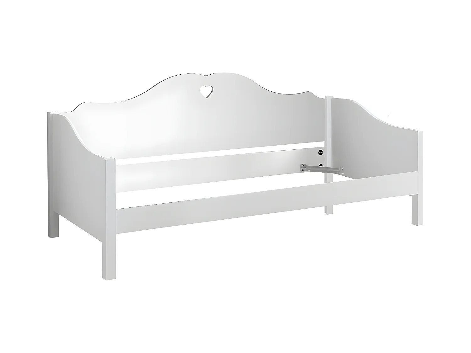 MILADY - Lit Banquette 90x200cm Blanc Motifs Coeurs Ajourés