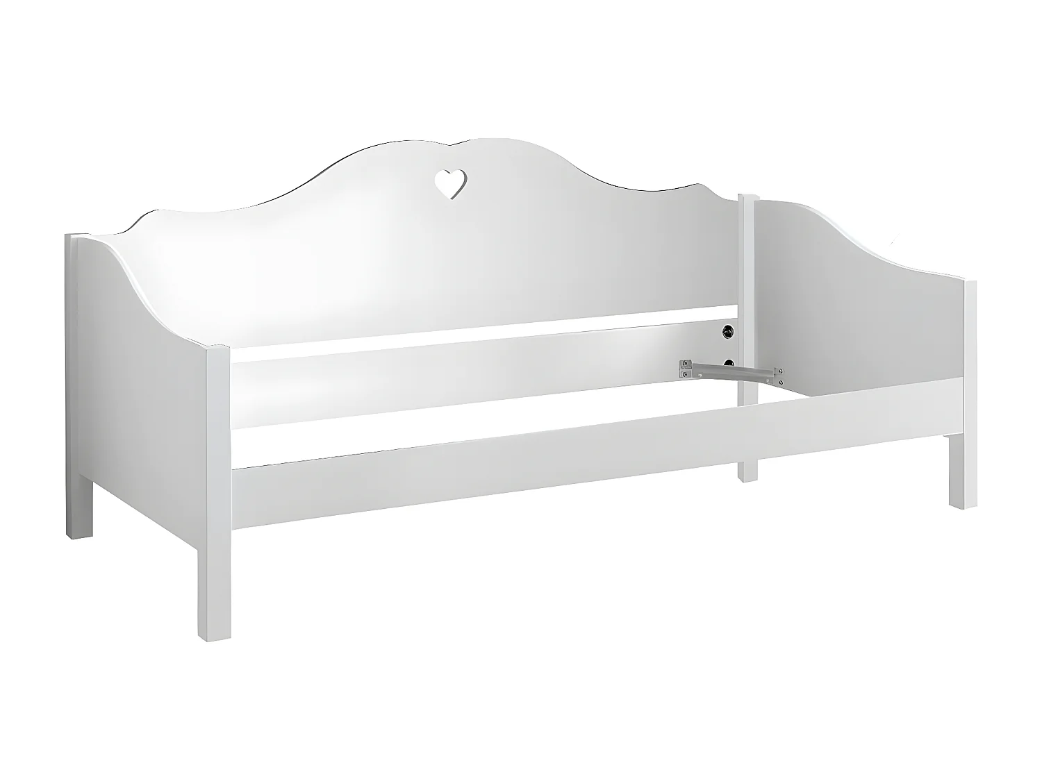 MILADY - Lit Banquette 90x200cm Blanc Motifs Coeurs Ajourés