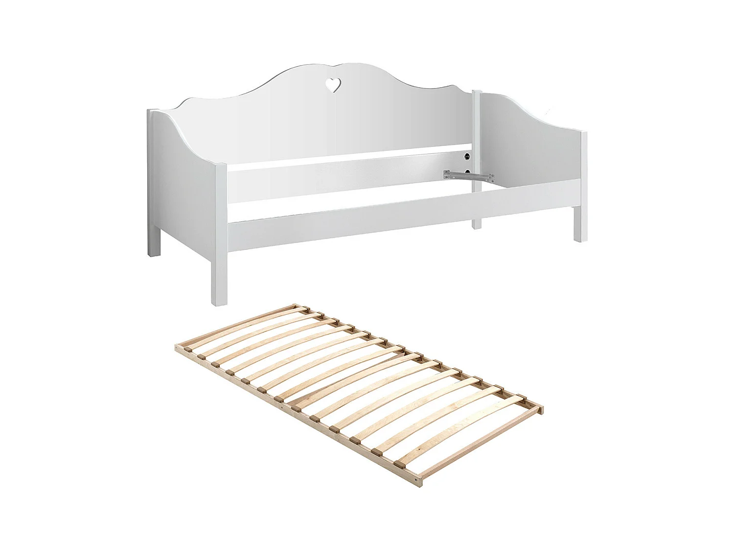 MILADY - Lit Banquette 90x200cm Motifs Coeurs avec Sommier