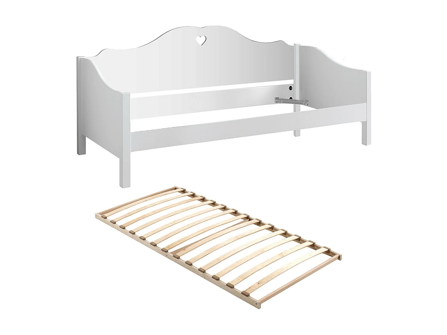 MILADY - Lit Banquette 90x200cm Motifs Coeurs avec Sommier