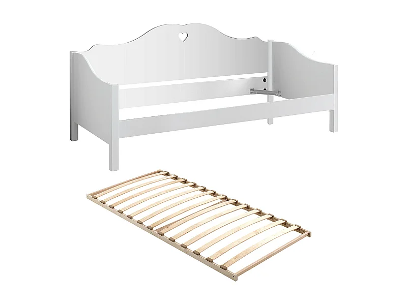 MILADY - Lit Banquette 90x200cm Motifs Coeurs avec Sommier