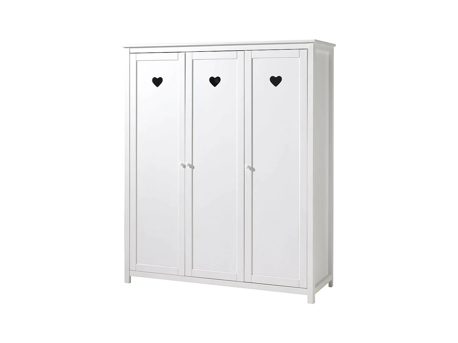 MILADY - Armoire 3 Portes Blanche Motifs Coeurs Ajourés