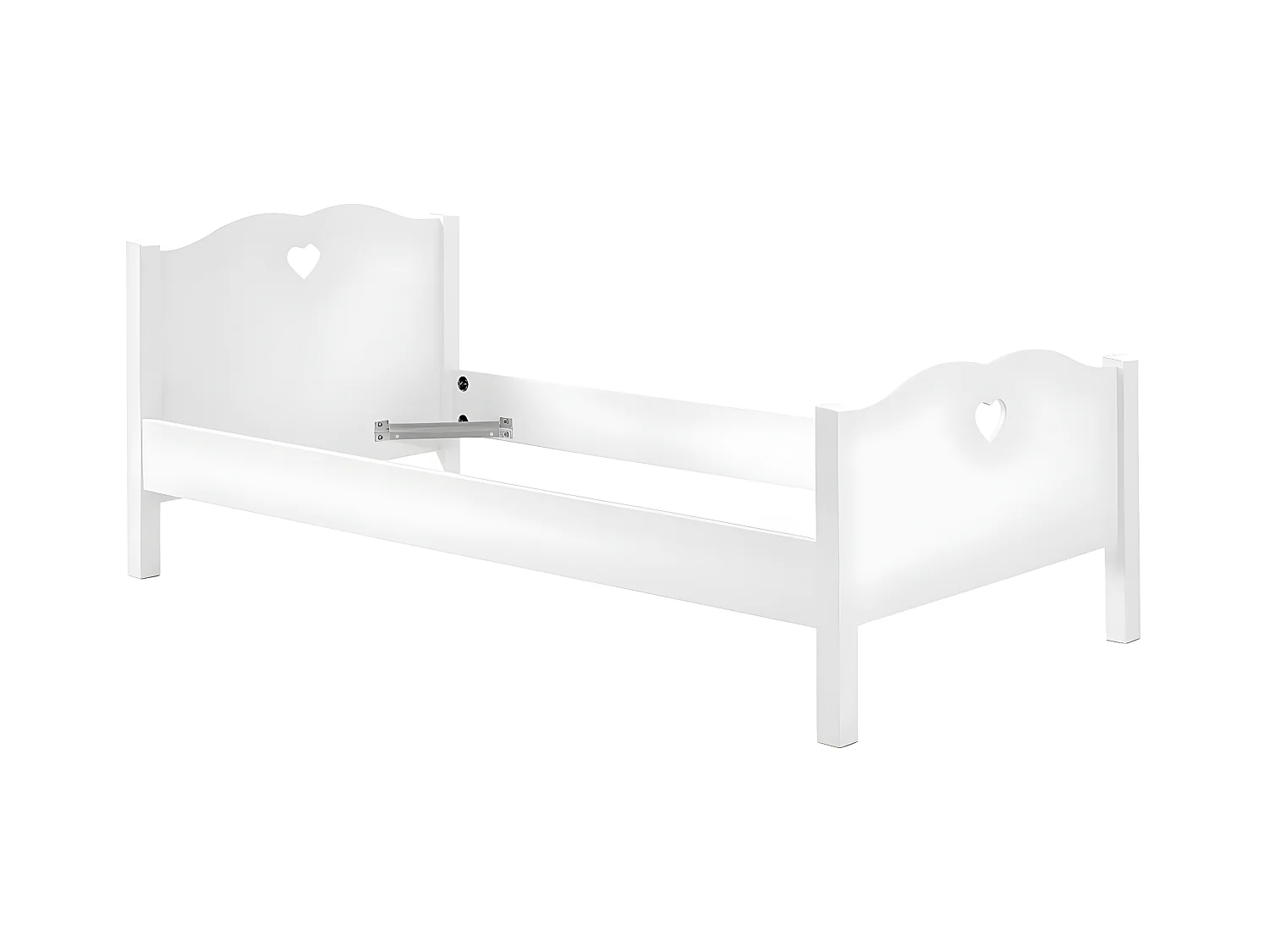 MILADY - Lit 90x200cm Blanc avec Tiroir de Lit Motifs Coeurs