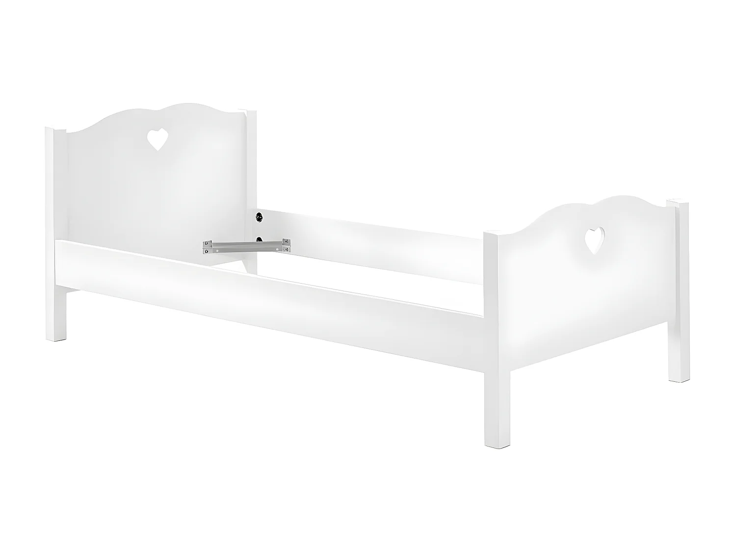 MILADY - Lit 90x200cm Blanc avec Tiroir de Lit Motifs Coeurs