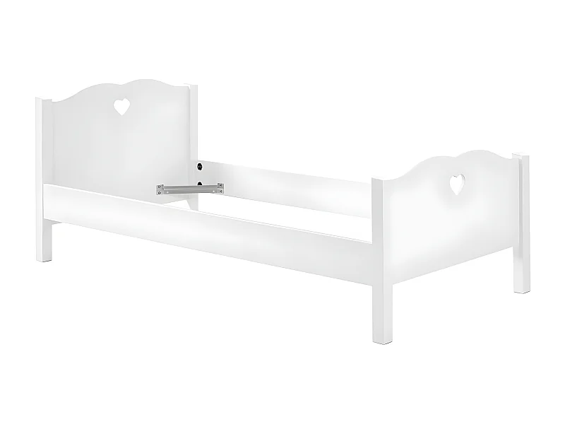 MILADY - Lit 90x200cm Blanc Motifs Coeurs Ajourés