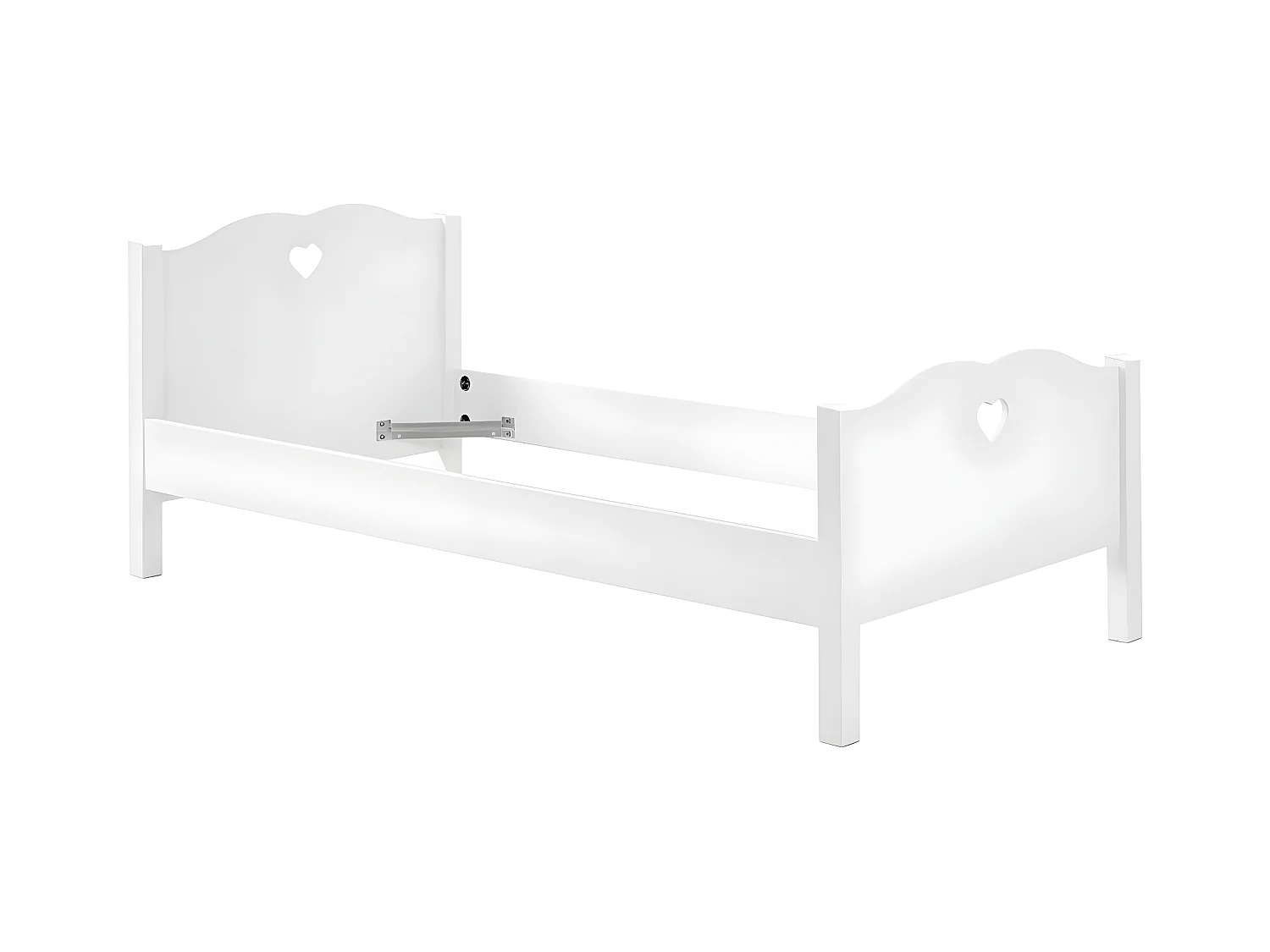 MILADY - Lit 90x200cm Blanc Motifs Coeurs Ajourés