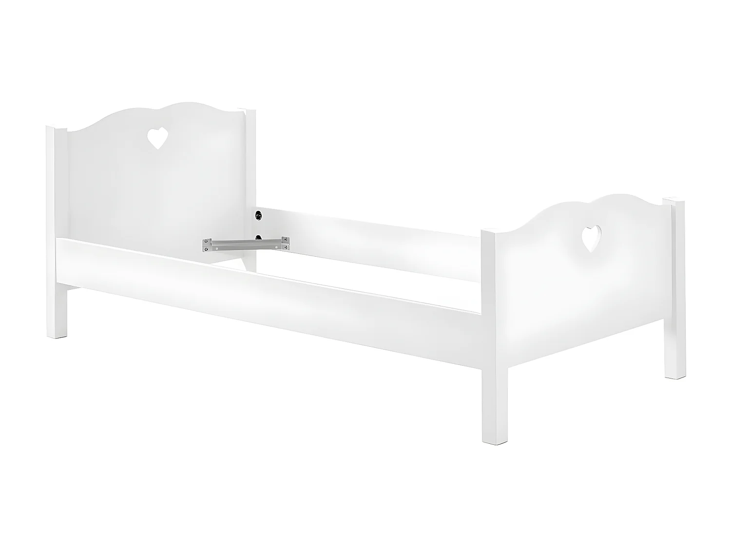 MILADY - Lit 90x200cm Blanc Motifs Coeurs Ajourés