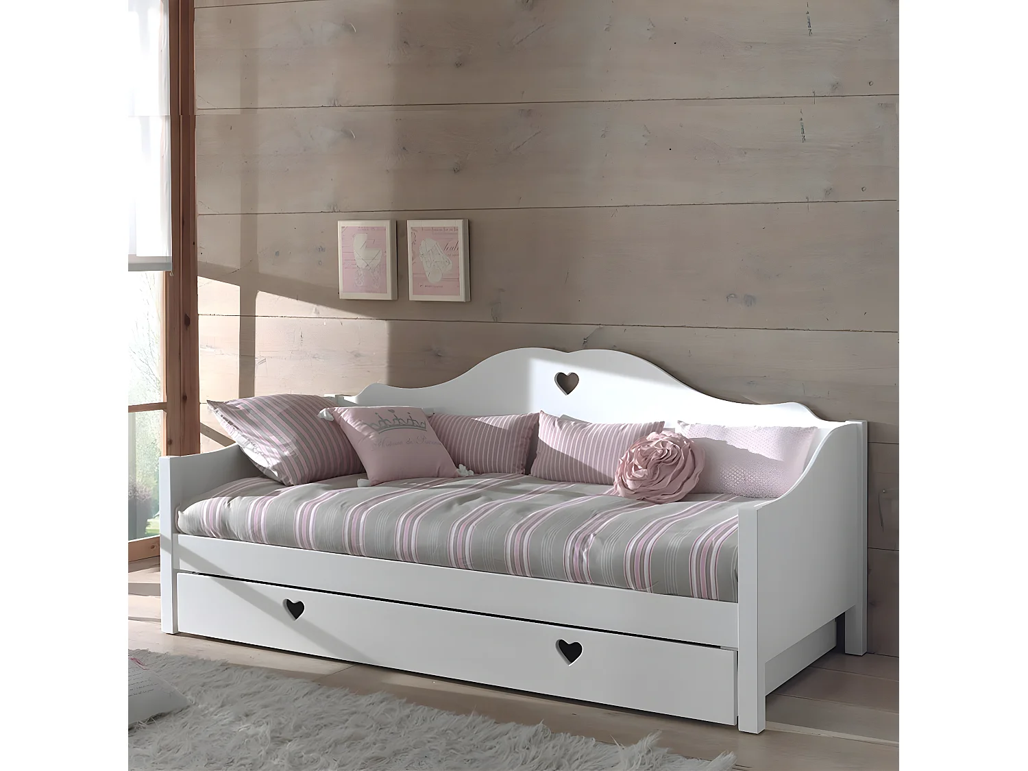 MILADY - Lit Banquette 90x200cm avec Tiroir de Lit + Sommier