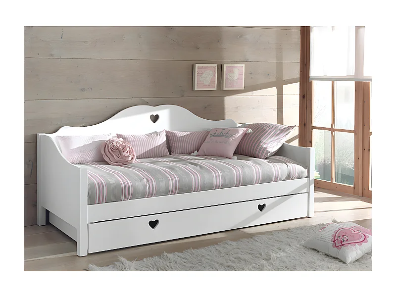 MILADY - Lit Banquette 90x200cm avec Tiroir de Lit + Sommier