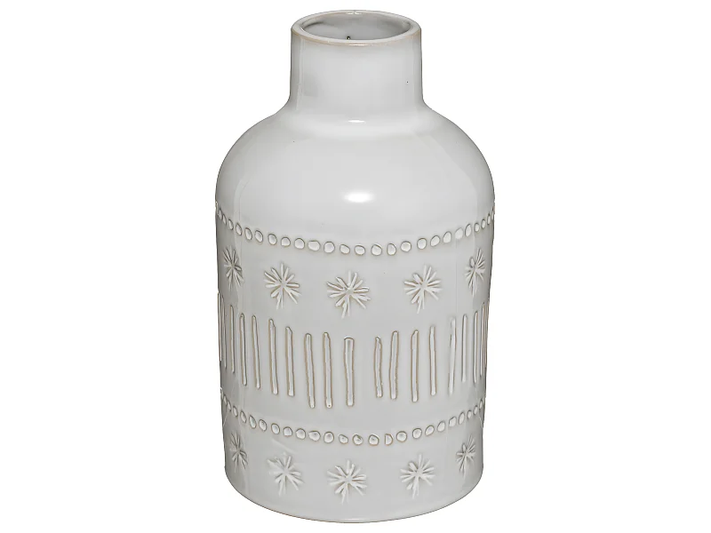 Vase en Céramique Ivoire décorée H 21 cm