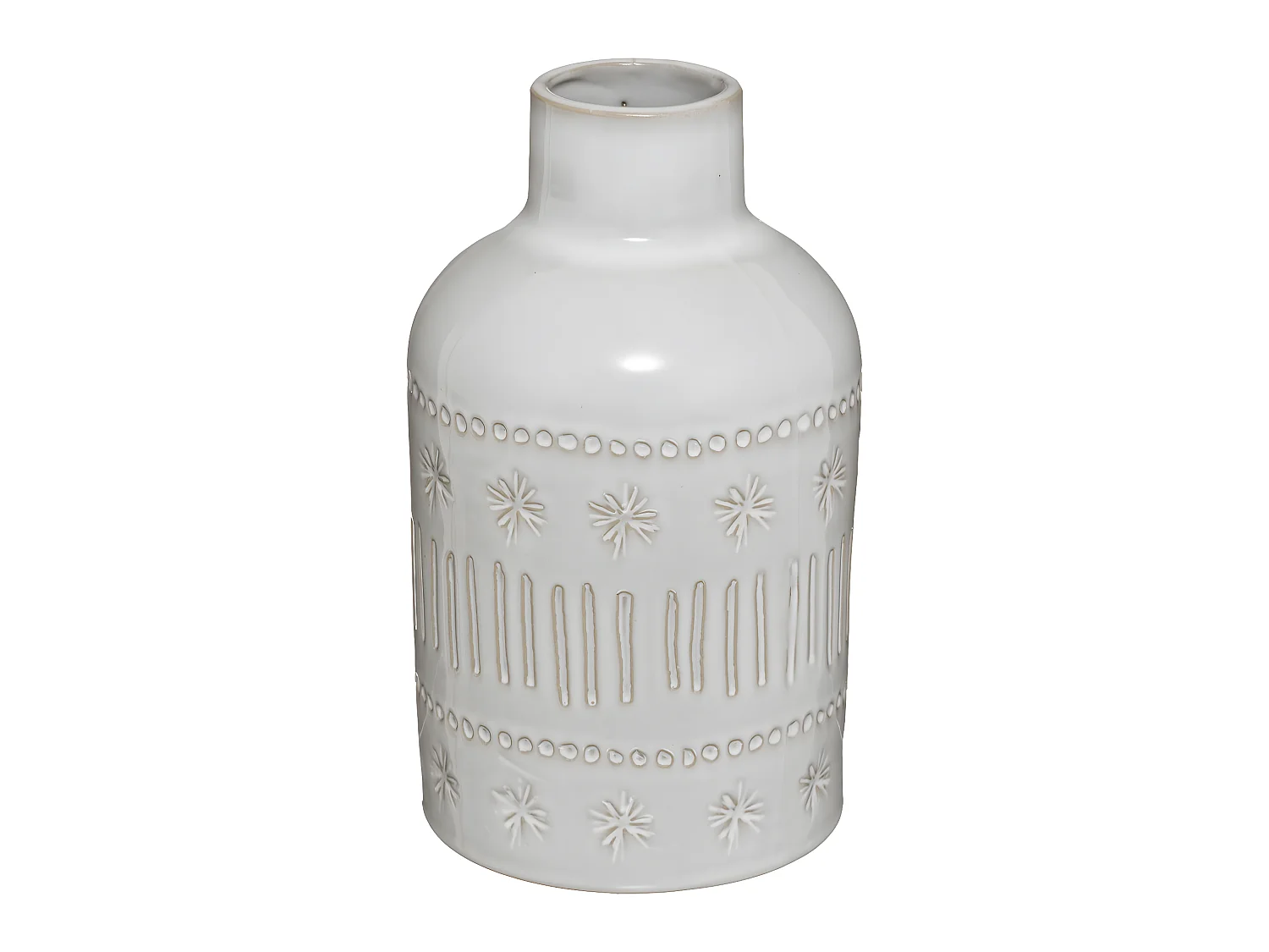 Vase en Céramique Ivoire décorée H 21 cm