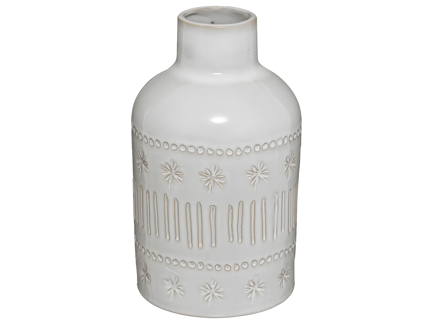 Vase en Céramique Ivoire décorée H 21 cm