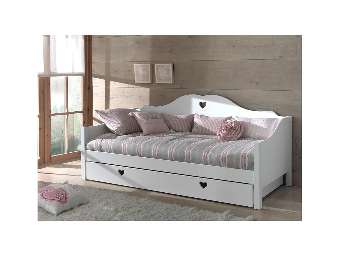 MILADY - Chambre 90x200cm Lit Banquette + Armoire 3P + Bureau