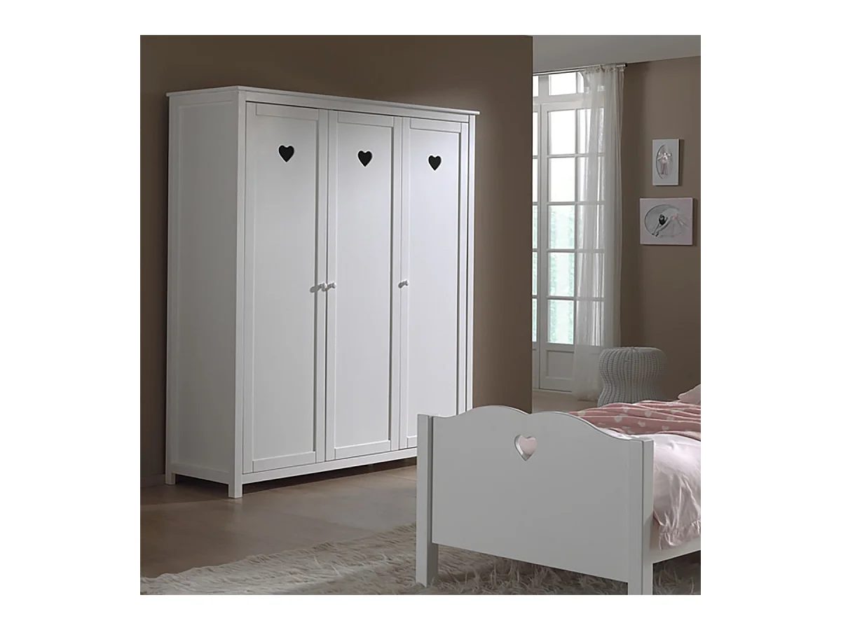 MILADY - Chambre 90x200cm Lit Banquette + Armoire 3P + Bureau