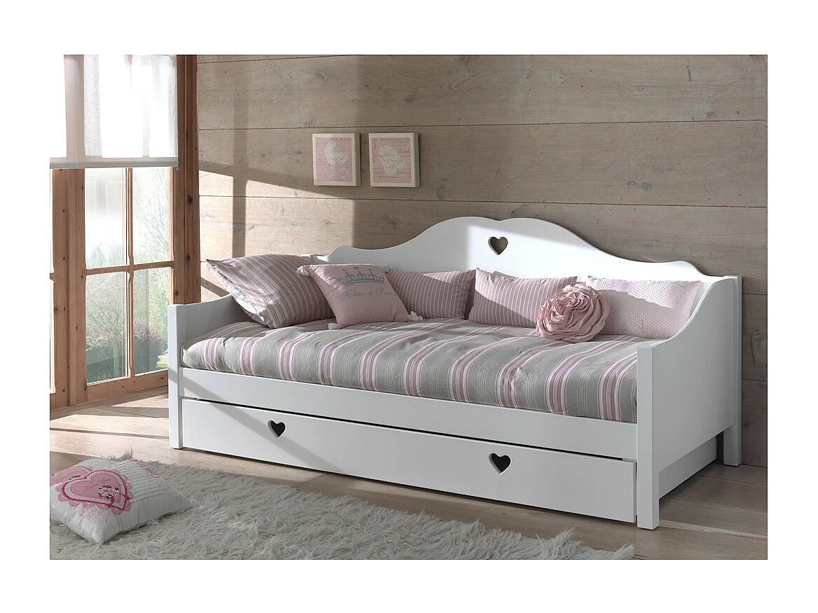 MILADY - Chambre 90x200cm Lit Banquette + Armoire 3P + Bureau