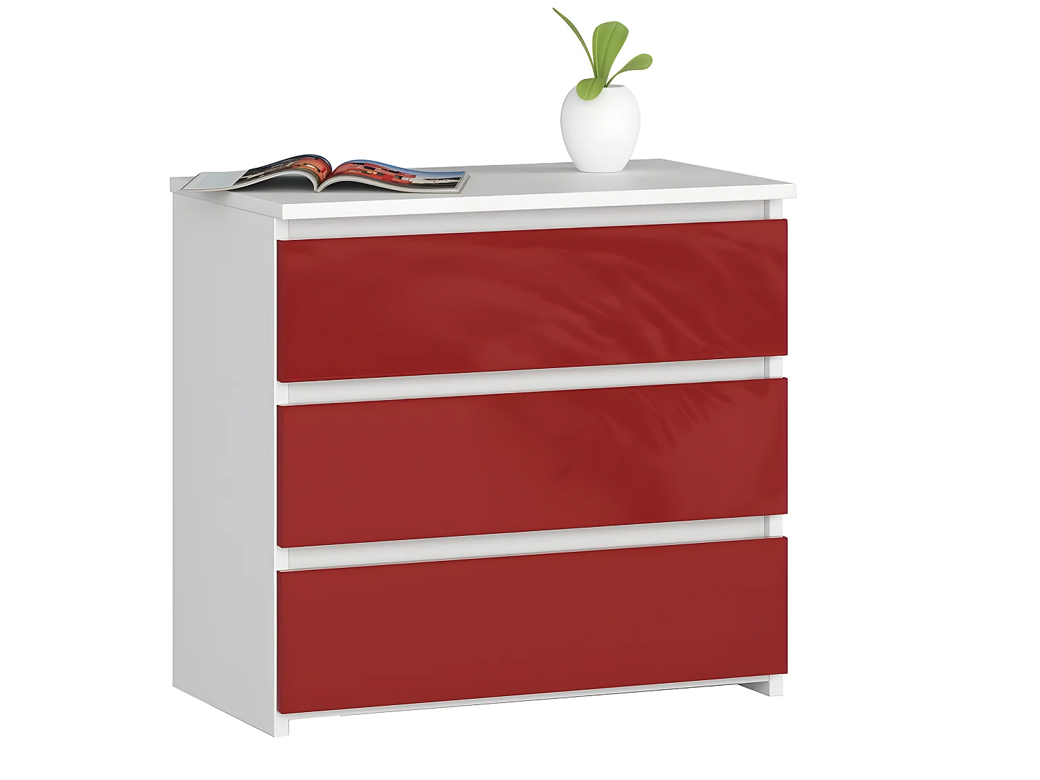 SHALA - Comodino in stile moderno per camera da letto - 60x57x35 - 3 cassetti