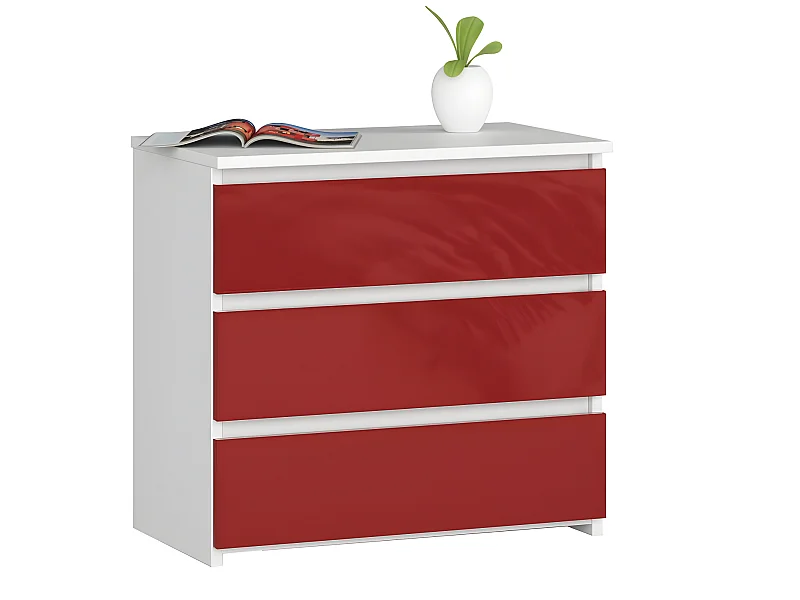 SHALA - Comodino in stile moderno per camera da letto - 60x57x35 - 3 cassetti