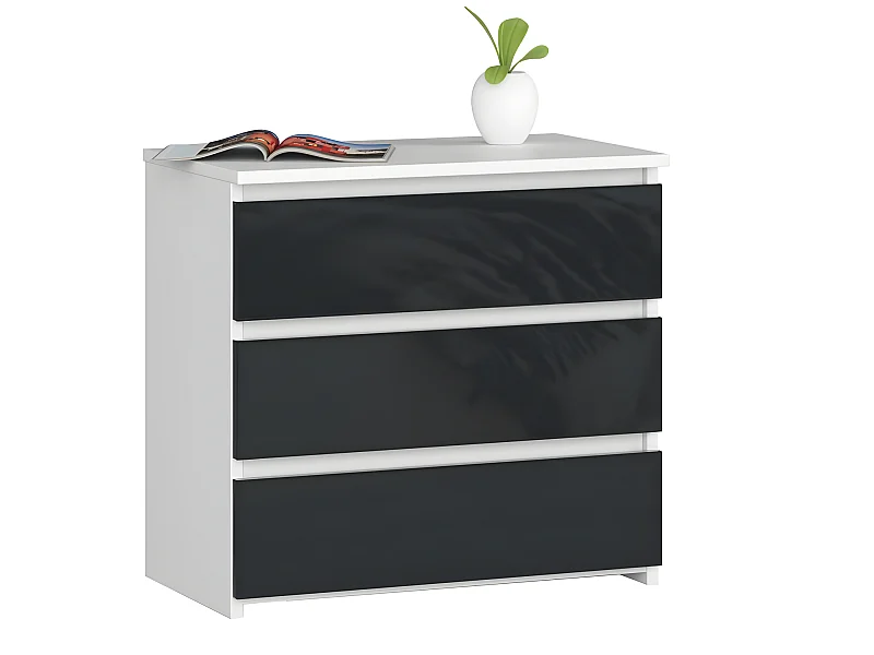 SHALA - Comodino in stile moderno per camera da letto - 60x57x35 - 3 cassetti spaziosi