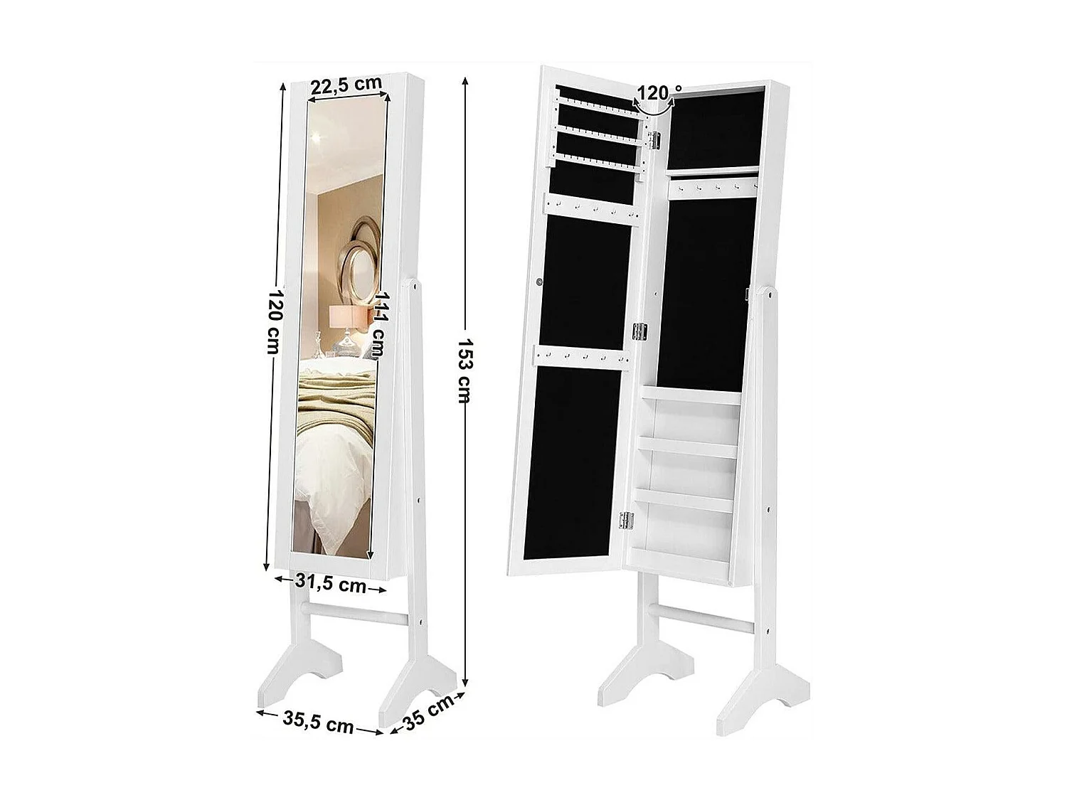 Joyero con espejo basculante 153 cm blanco 12_0002303