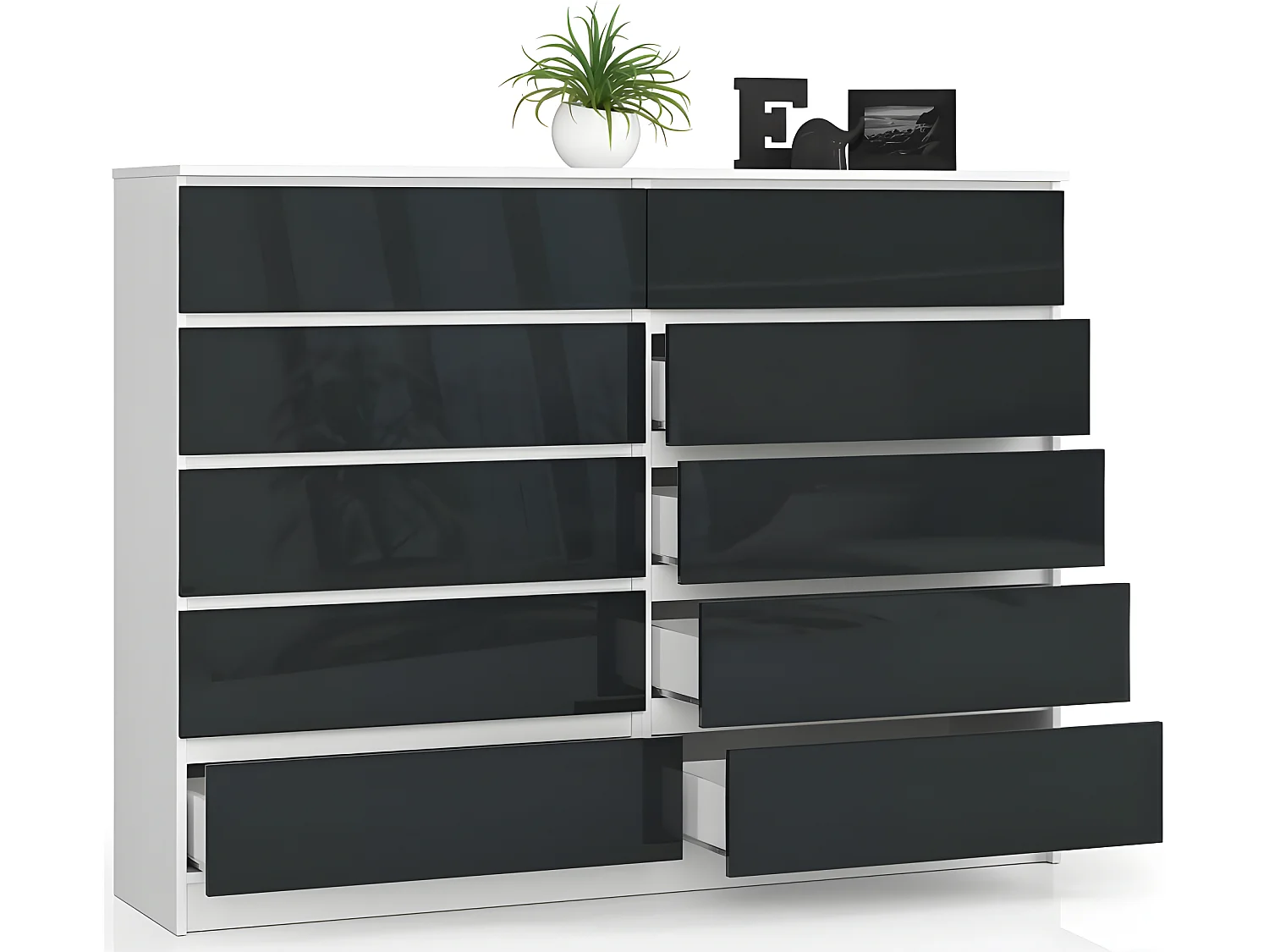 CUPID - Commode style moderne chambre à coucher - 160x121x40 - 10 grands tiroirs