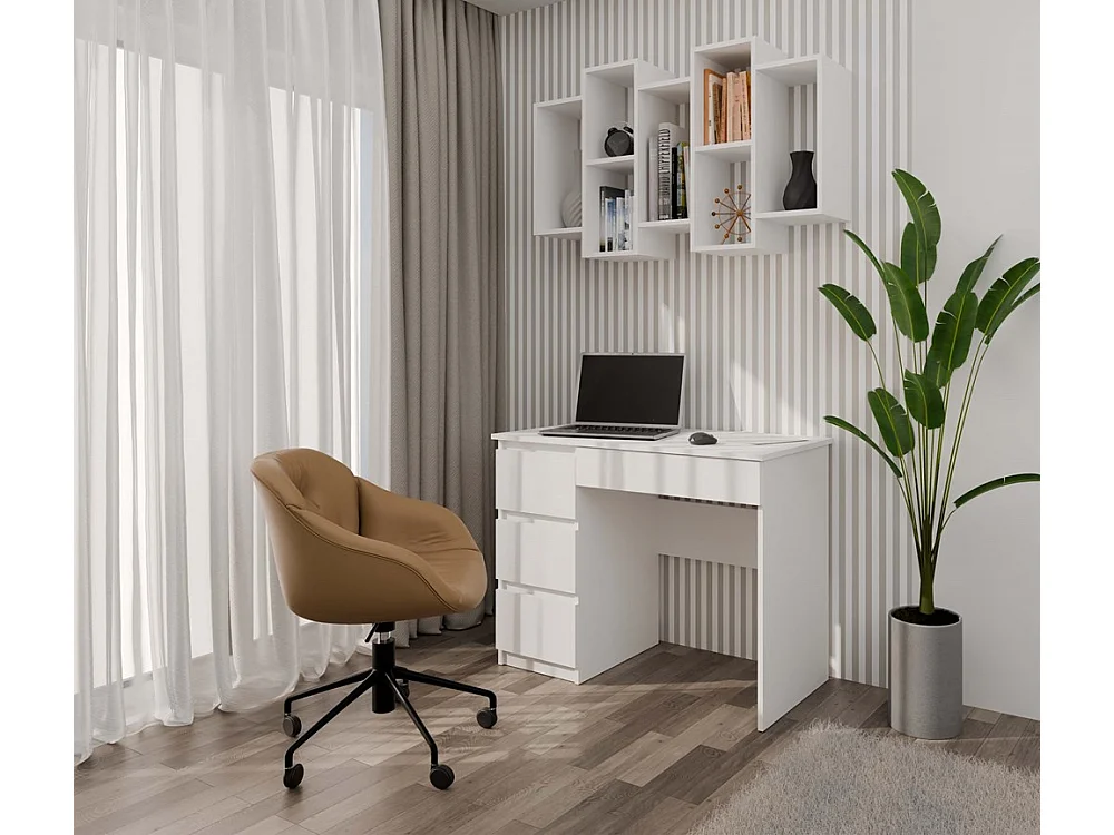 SELMA - Libreria sospesa soggiorno in stile moderno - 129,5x20x65 - 7 ripiani