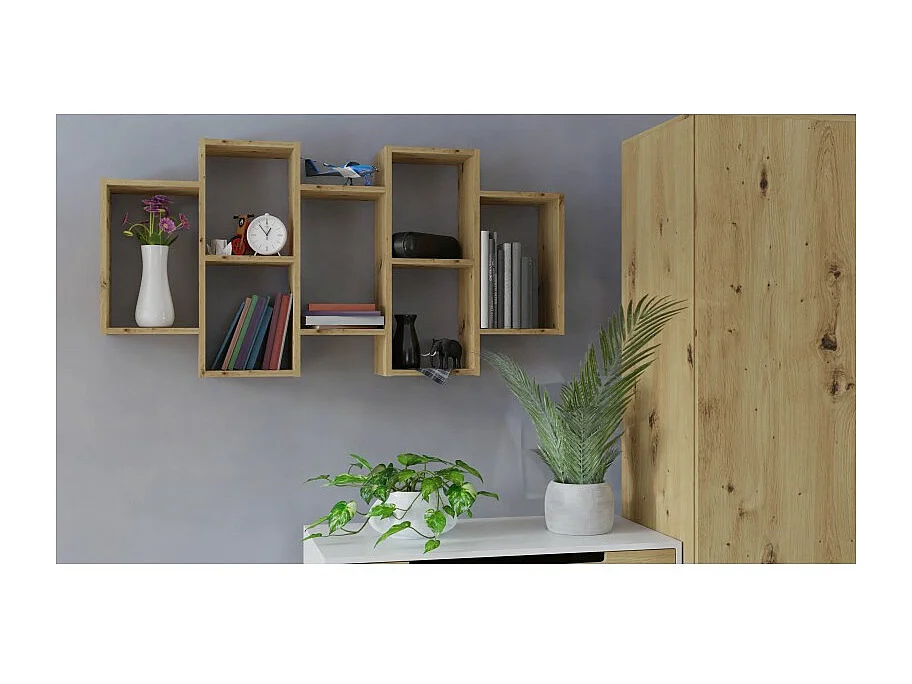 SELMA - Libreria sospesa soggiorno in stile moderno - 129,5x20x65 - 7 ripiani