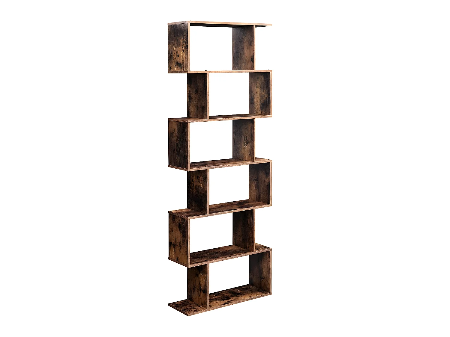 LEBELY - Bibliothèque style rustique salon/chambre à coucher - 190.5x70x24 cm - 6 tablettes