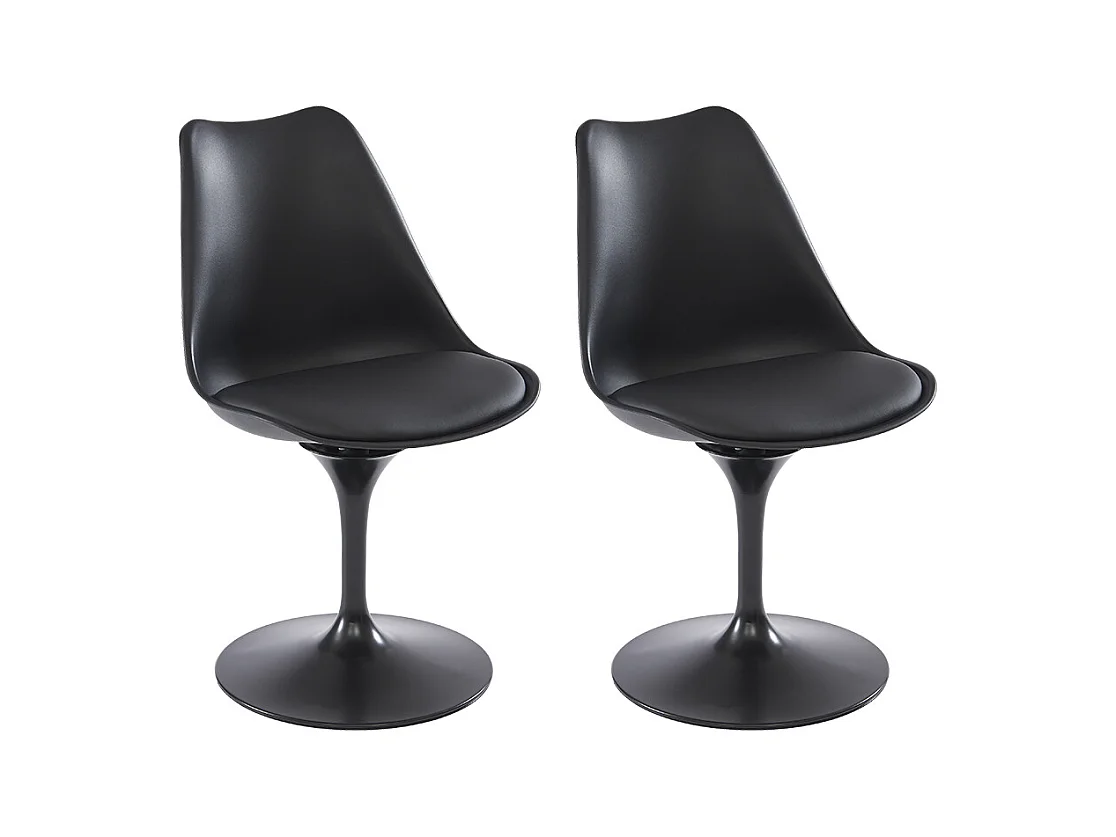 Sæt med 2 stole i polypropylen, kunstlæder og stål - Sort - XAFY