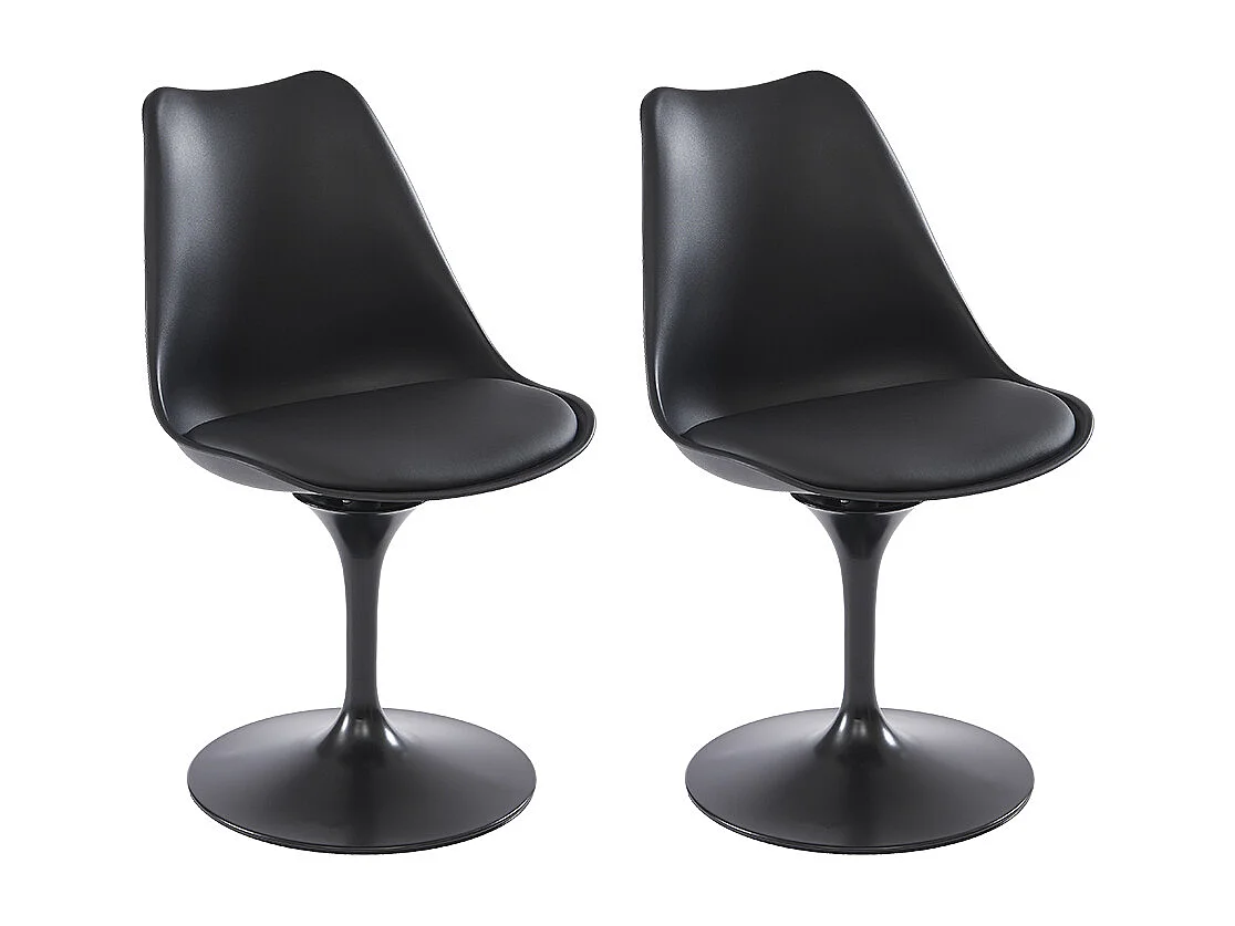 Set van 2 stoelen van polypropeen, kunstleer en metaal - Zwart - XAFY