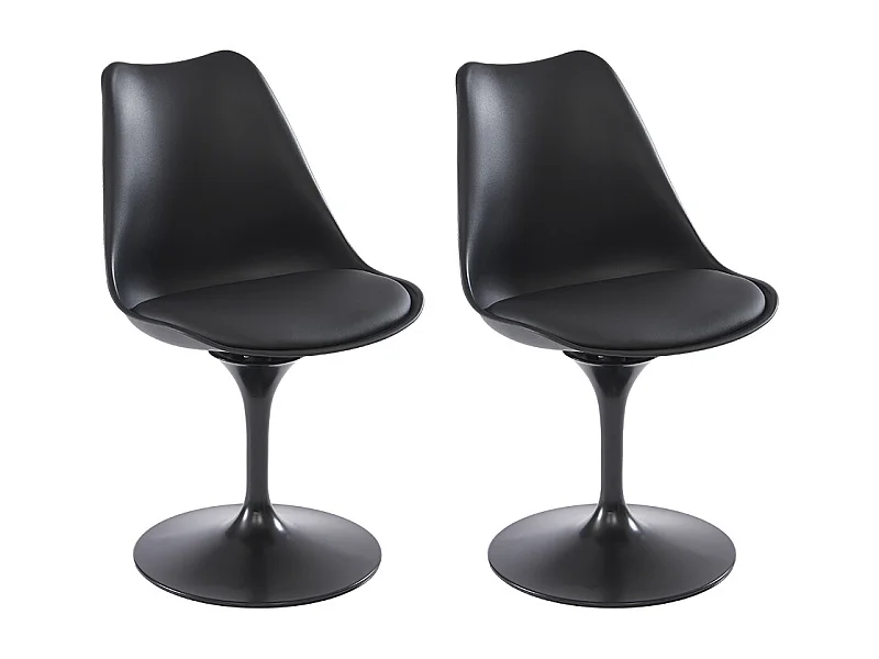 Set van 2 stoelen van polypropeen, kunstleer en metaal - Zwart - XAFY