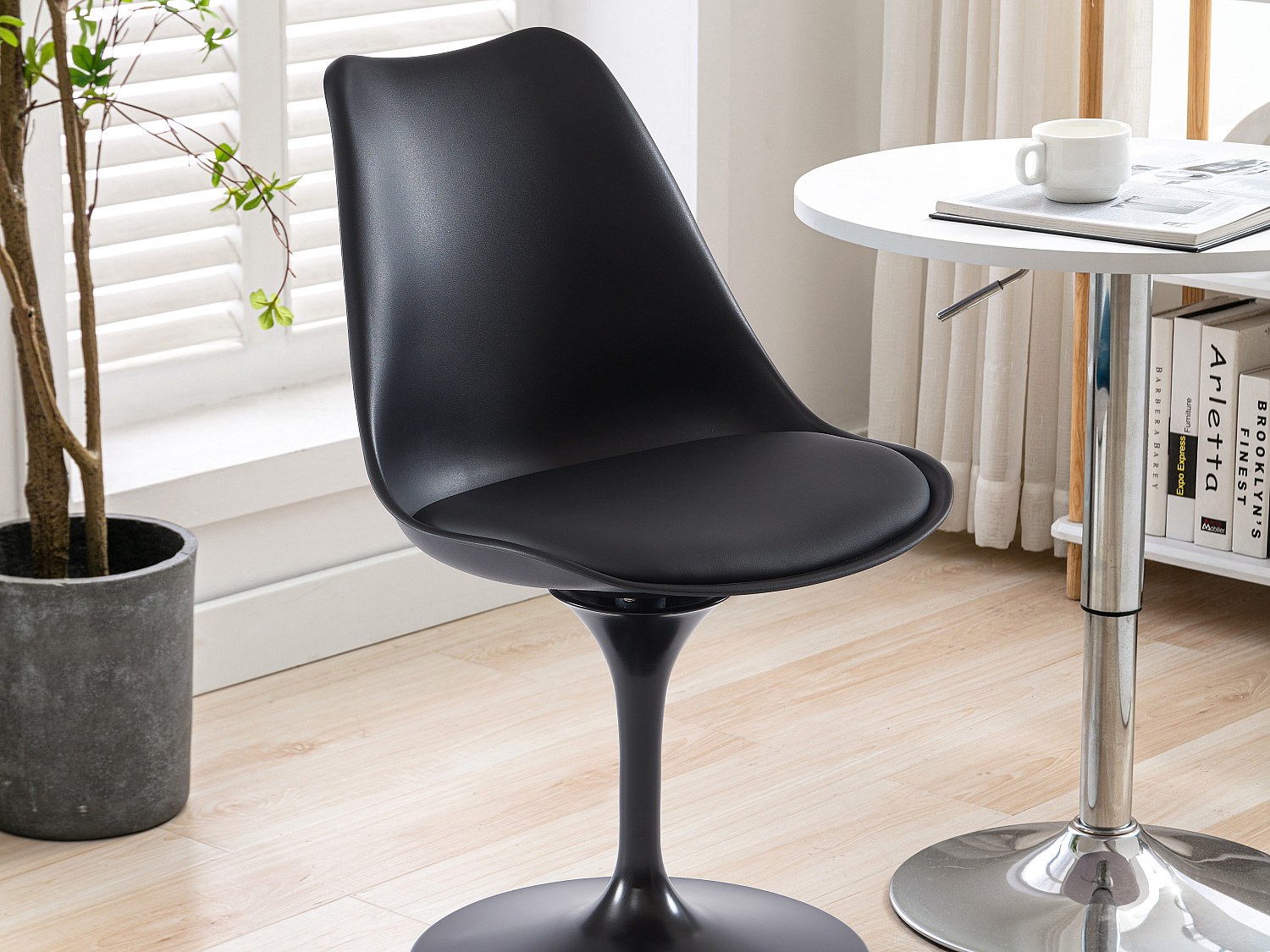 Vente-unique Stuhl 6er-Set - Polypropylen, Kunstleder & Metall - Schwarz - Xafy