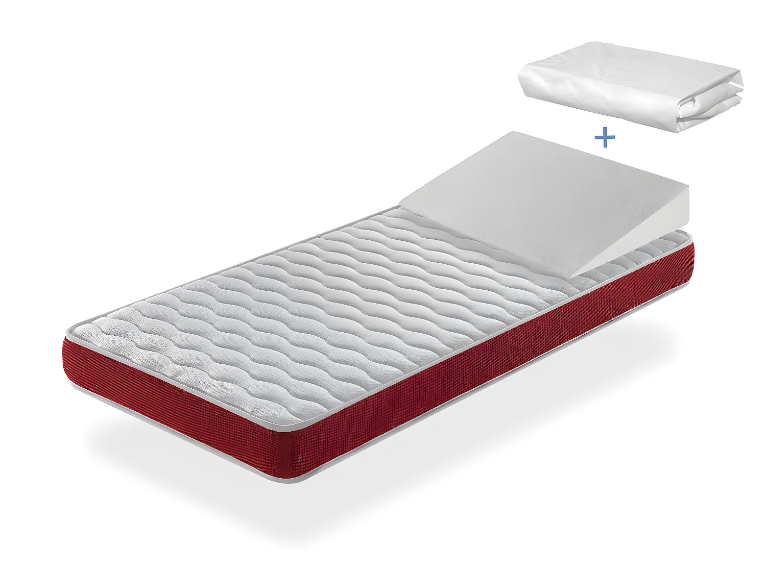 Pack matelas VELVET  70x140 epaisseur  11 cm + plan incline 15º + protege matelas 70x140 cm